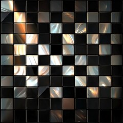 Poster - Abstract pearl tile design showcases shimmering patterns against a dark background