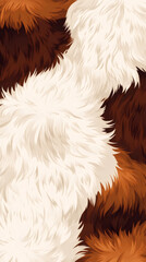 Poster - Close-up of soft, fluffy fur featuring a warm brown and white pattern, ideal for winter and comfort-themed designs