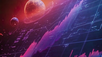 Poster - Abstract Space Market Data Chart with Dynamic Growth Arrows