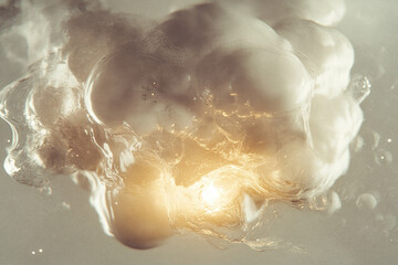 Aufkleber - glowing, abstract cloud formation with warm, ethereal light emanating from within, creating mystical and otherworldly atmosphere