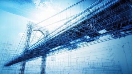 Poster - Detailed 3D Blueprint Rendering of Modern Bridge Structure