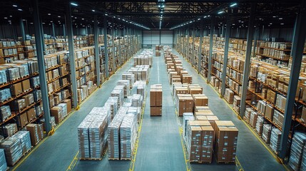 Poster - Aerial View of a Large Industrial Storage Facility with Packages