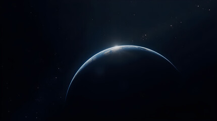 Wall Mural - Cinematic Dark Space Planet Horizon Sunrise Glow