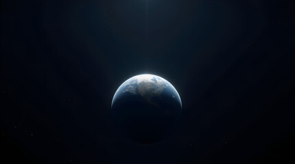 Wall Mural - Dramatic Blue Planet Earth Cinematic Space View in Dark Cosmos