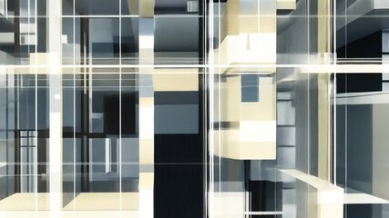 Poster - abstract geometric vdo with complex arrangement of shapes and lines creating modern dynamic composit