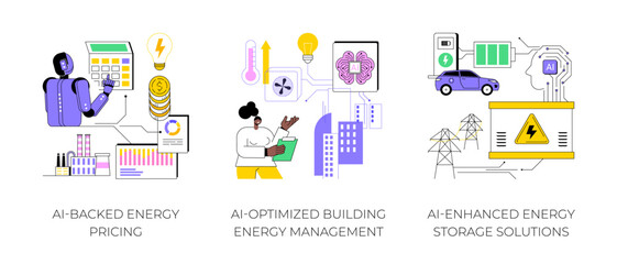 Poster - ai in energy generation abstract concept vector illustrations.