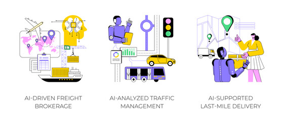 Poster - ai technology in logistics abstract concept vector illustrations.