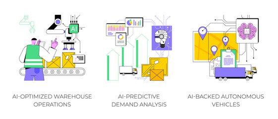 Poster - ai in logistics and warehousing abstract concept vector illustrations.