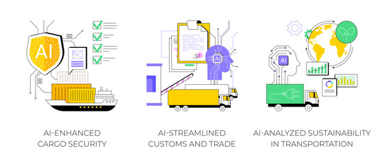 Poster - ai technology in logistics abstract concept vector illustrations.