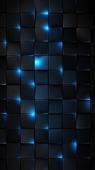 Poster - Abstract design featuring pearl-like tiles in a vertical arrangement with glowing blue accents against a dark background
