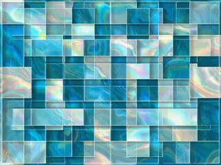 Poster - Abstract tile background featuring pearl-like textures in shades of blue and green with a modern aesthetic