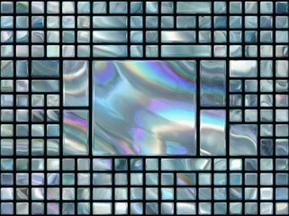 Poster - Abstract tile arrangement showcasing shimmering pearl textures and colors in a captivating design