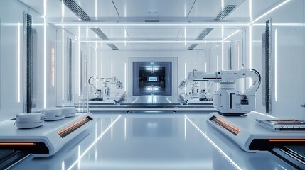 Poster - Futuristic Factory with Advanced Automation and Smart Robots