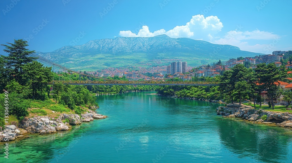 stunning-view-of-the-neretva-river-bridge-and-mountains-in-mostar