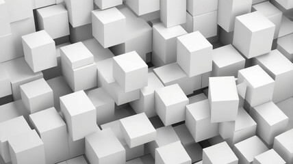 Poster - Abstract White Cubes Background with Random Shifts and Clean Aesthetic