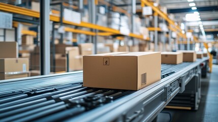 Poster - High Tech Automated Conveyor Belt in Modern Warehouse Environment