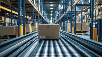 Poster - Automated Conveyor Belt System in High-Tech Warehouse Setting