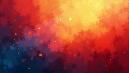 Poster - Ethereal Confluence of Fiery Hues Abstract Background with Luminous Orbs Radiance