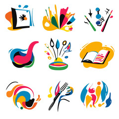 Poster - Vibrant Abstract Art Collection with Bold Shapes and Playful Motifs