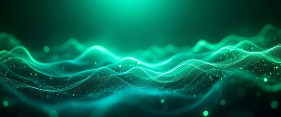 Poster - Ethereal Emerald Waves: A Stunning Abstract Background for Creative Projects