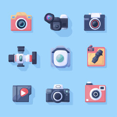 Poster - Camera Collection: Colorful Graphic Icons for Photography Equipment