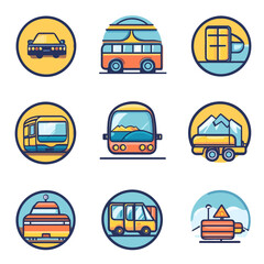 Poster - Transportation Vector Icons: Car, Bus, Train, Truck - Minimalist Design