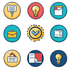 Poster - Colorful Icon Set Showcasing Business, Creativity, and Efficiency