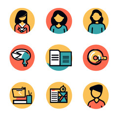 Poster - Diverse Team of People and Business Related Items Flat Icon Set
