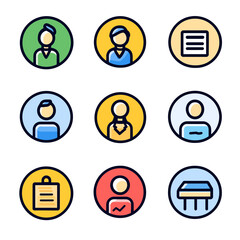 Poster - User Profile Vector Icons, Business People, Checklist, Graph, Modern Style
