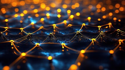 Poster - Futuristic Grid Pattern with Glowing Edges and Vibrant Colors