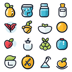 Poster - Variety of colorful kitchen and cosmetic containers in seamless design
