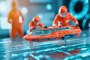 Poster - Miniature Model of Spacecraft with Astronauts in Engineering Concept Environment