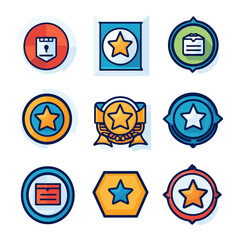 Poster - Star icons set, achievement badges, emblems, awards, vector illustration