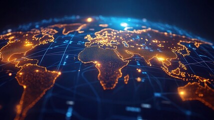 Poster - Global Shipping and Supply Chain Network Visualization in Blue Glow