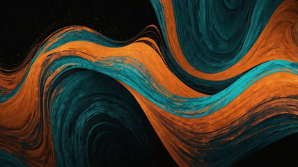Poster - Mesmerizing abstract art featuring vibrant orange and teal intertwined streams