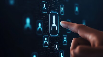 Poster - Digital Human Resources Management Concept with Virtual Connections and User Interface Elements