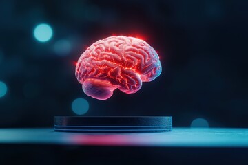 Poster - Detailed 3D Render of Human Brain for Medical Research Concept and Visualization