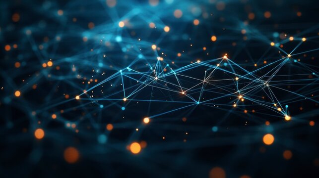 Abstract Digital Connections with Glowing Points and Lines Effect