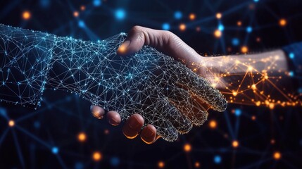Poster - Business Handshake Symbolizing Blockchain Technology Collaboration