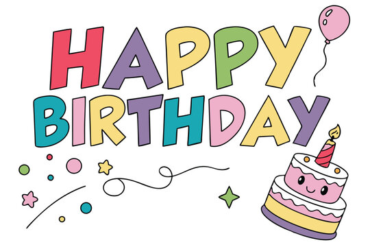  A cheerful Happy Birthday Typography greeting card with colorful lettering. Fully customizable and ideal for birthdays, events, and digital invitations