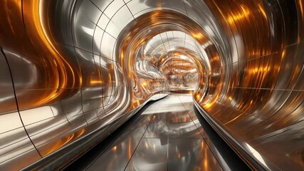 Poster - Exploring abstract digital space with a shining fluid structure and glowing elements, Abstract digital space with shining structure of futuristic interior
