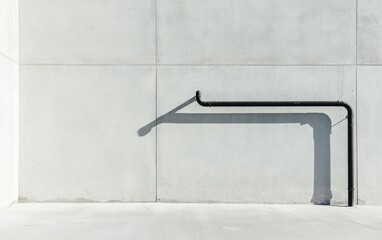 Poster - Black Pipe Shadow On White Textured Wall