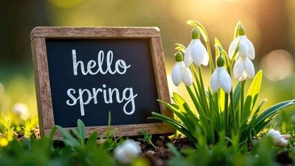 Aufkleber - Snowdrop flowers bloom next to a 