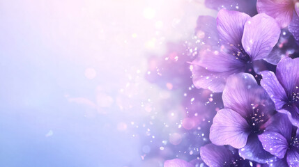 Aufkleber - Purple blossoms glowing amid soft bokeh, capturing ethereal springtime beauty with delicate luminescence and gentle floral radiance