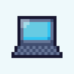 Leinwandbilder - this is laptop icon in pixel art with simple color with white background this item good for presentations,stickers, icons, t shirt design,game asset,logo and your project.