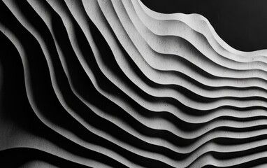 Poster - Abstract 3D Grayscale Topography On Dark Background