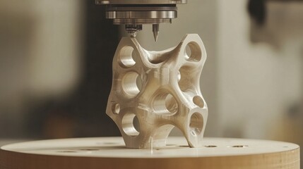 Poster - High-performance CNC machine milling an intricate aluminum part