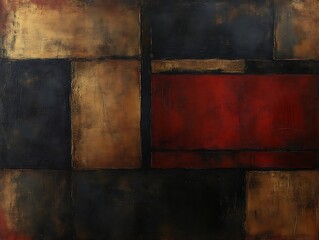 Poster - abstract painted artwork featuring rectangular color blocks on a canvas