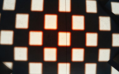 Poster - Orange Light On Dark Grid Pattern