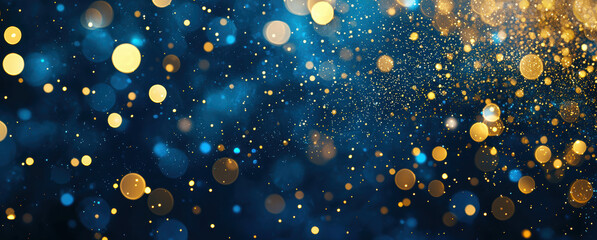 Poster - Shimmering golden and blue bokeh lights create magical atmosphere